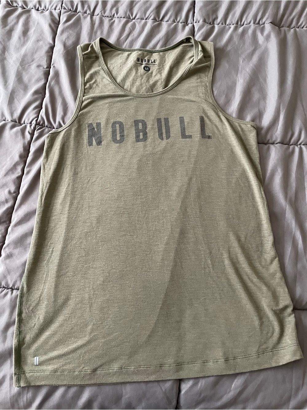 NOBULL Men's Olive Green Performance Tank with Logo